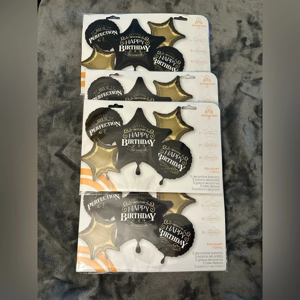 Birthday Decorations Balloons Black Gold Foil Aged To Perfection Jumbo Men Women